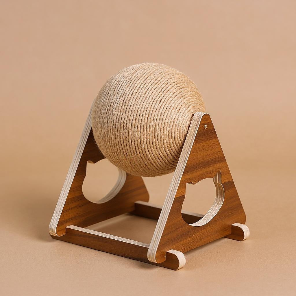 Massief houten krabbal alternatief bol design katten Nederland