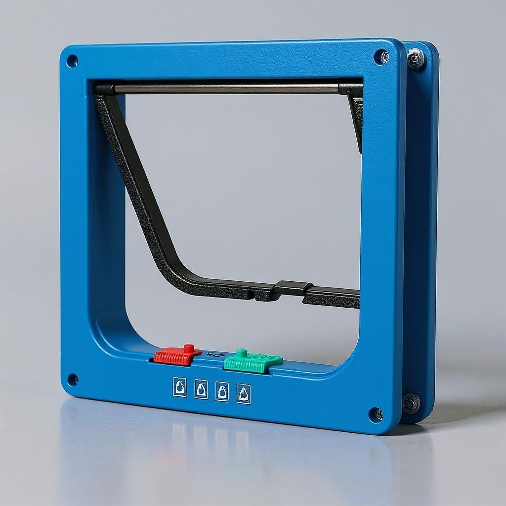 Lockable huisdierluikje blauw 4 vergrendelstanden controle Daily Paw