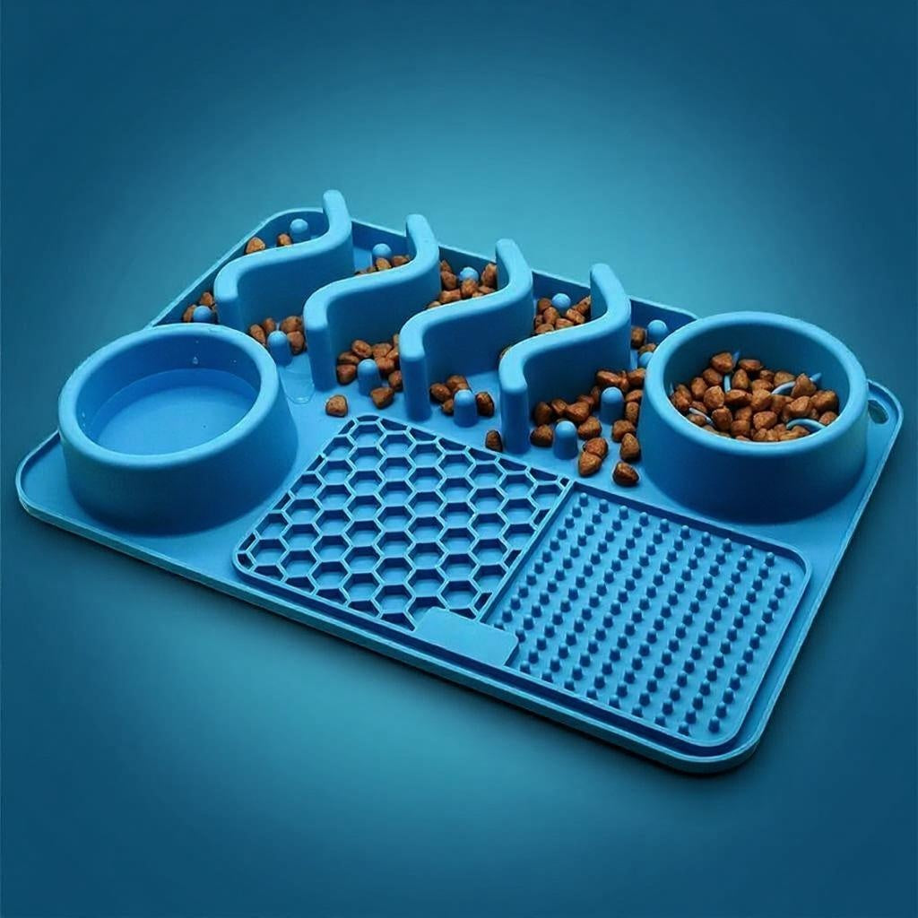 Siliconen likmat blauw groot formaat rustgevend eten Daily Paw Nederland