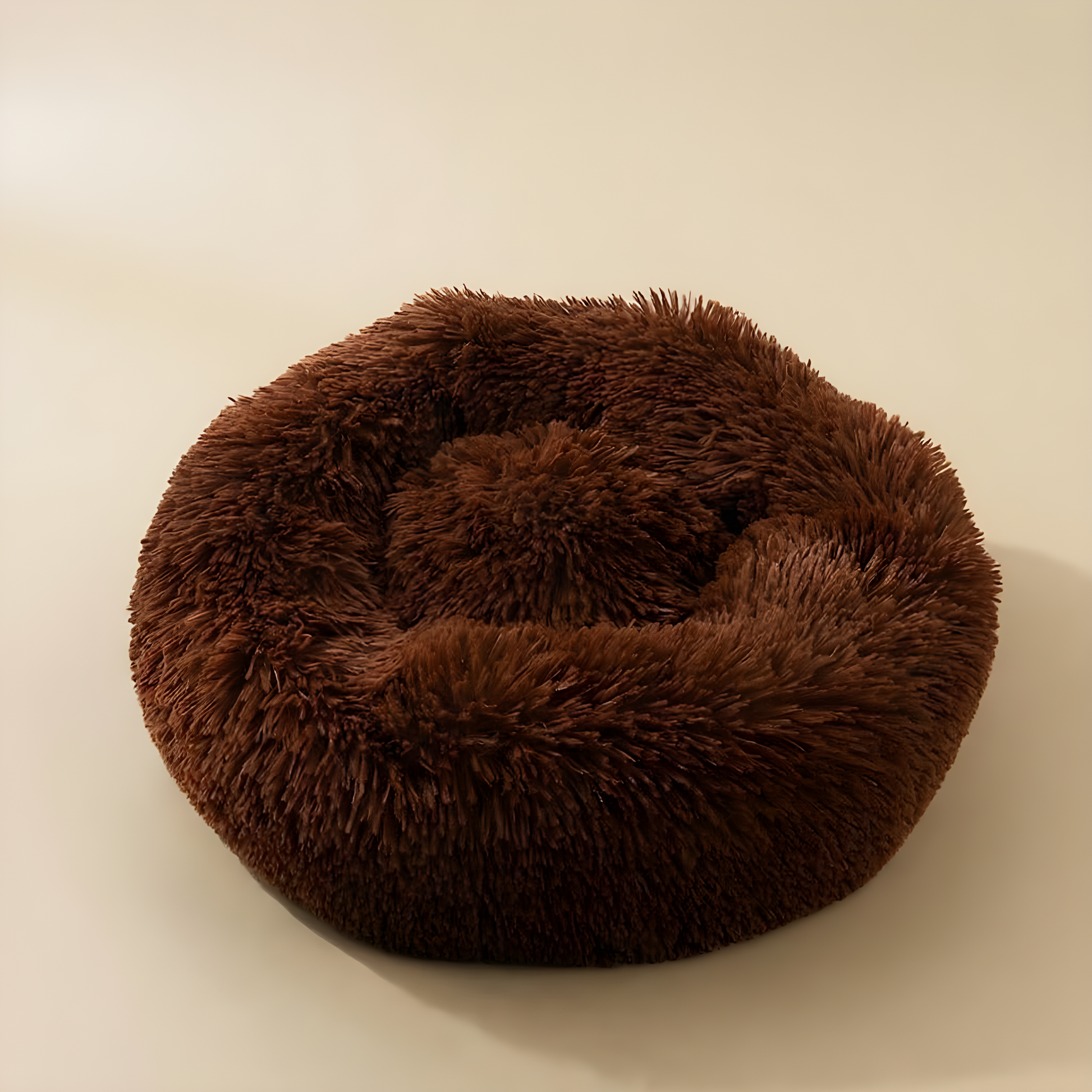 Kalmerend donut huisdierenbed bruin warme knuffel Daily Paw Nederland