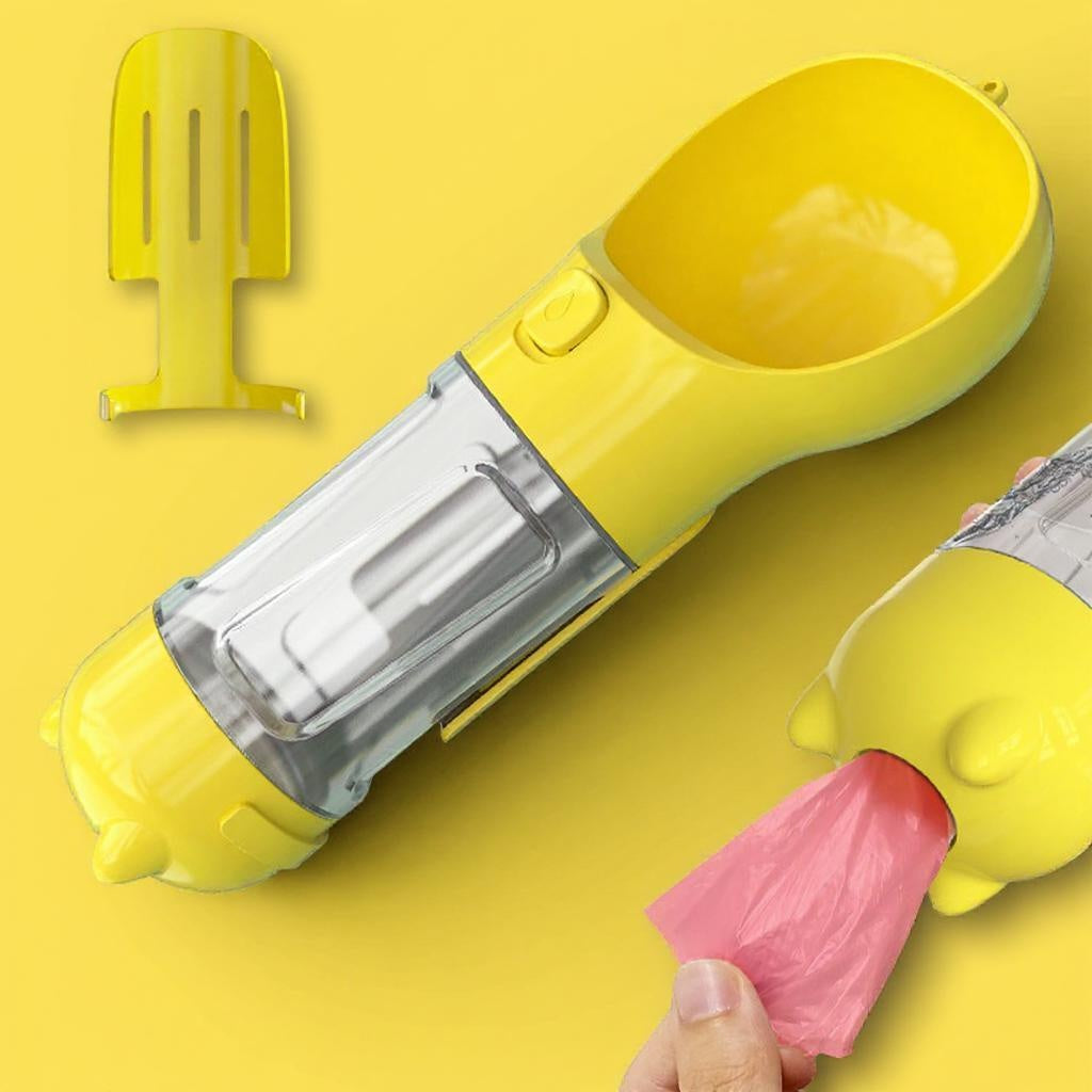 3 in 1 draagbare water fles geel honden avonturen Daily Paw Nederland