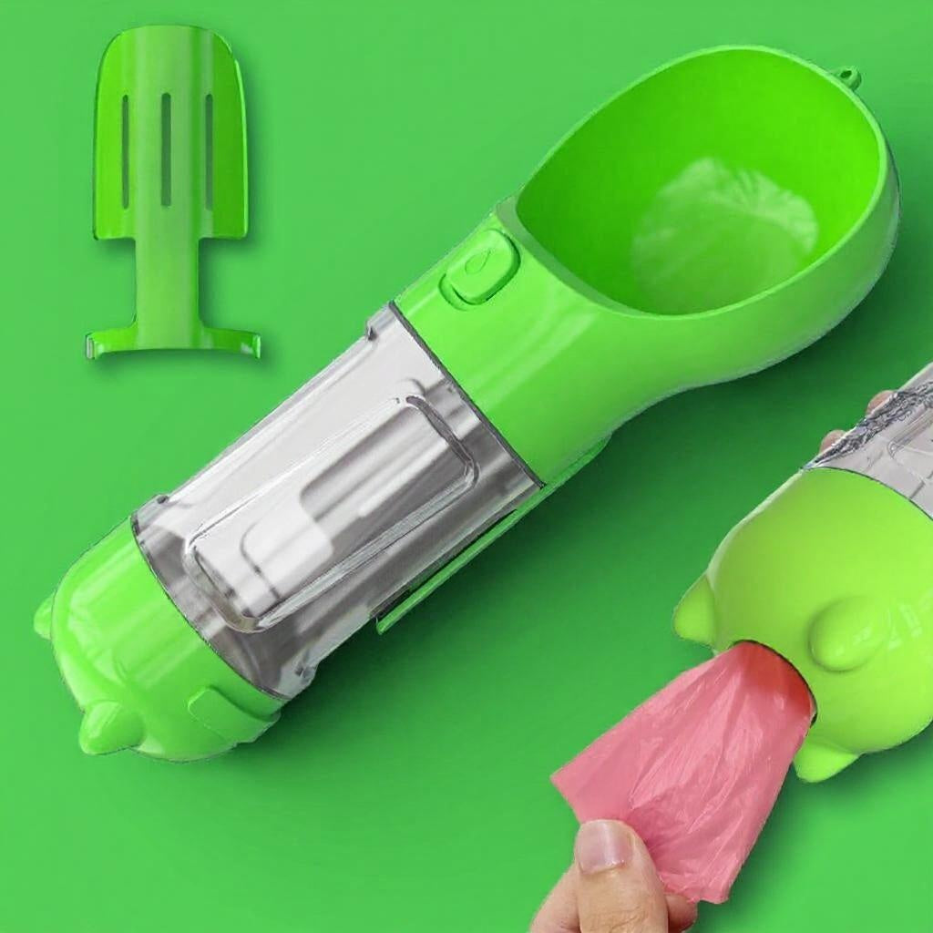 3 in 1 draagbare water fles groen honden avonturen Daily Paw Nederland