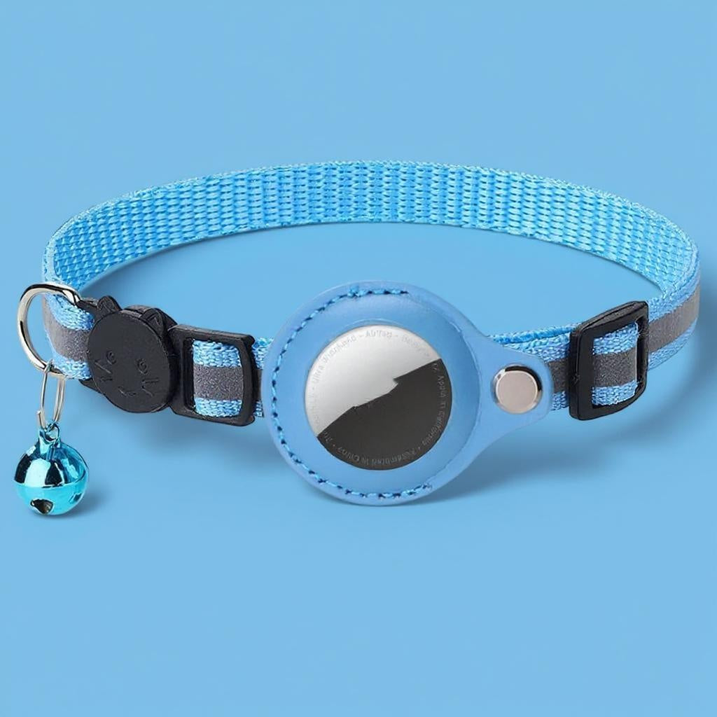 Kattenhalsband lichtblauw AirTag-houder GPS tracking Nederland