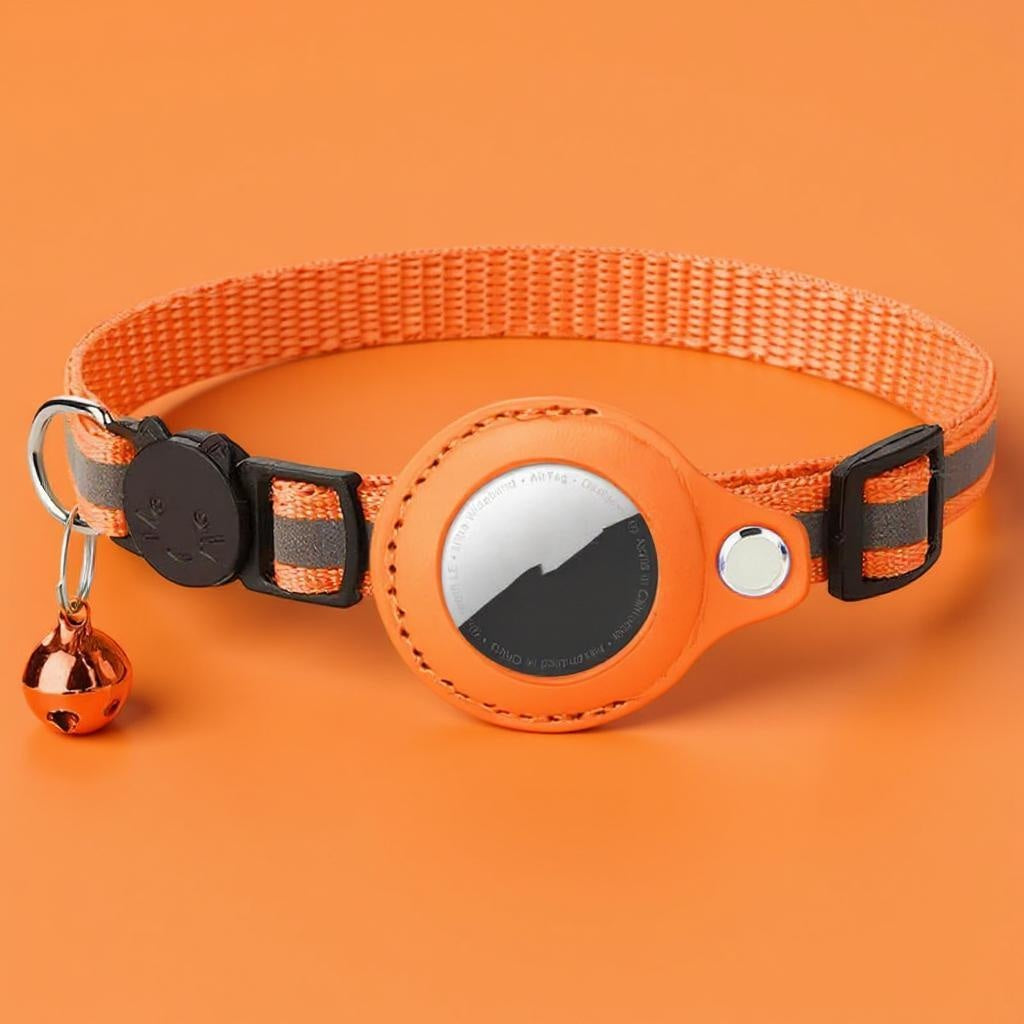 Kattenhalsband oranje met AirTag-houder waterproof Daily Paw Nederland