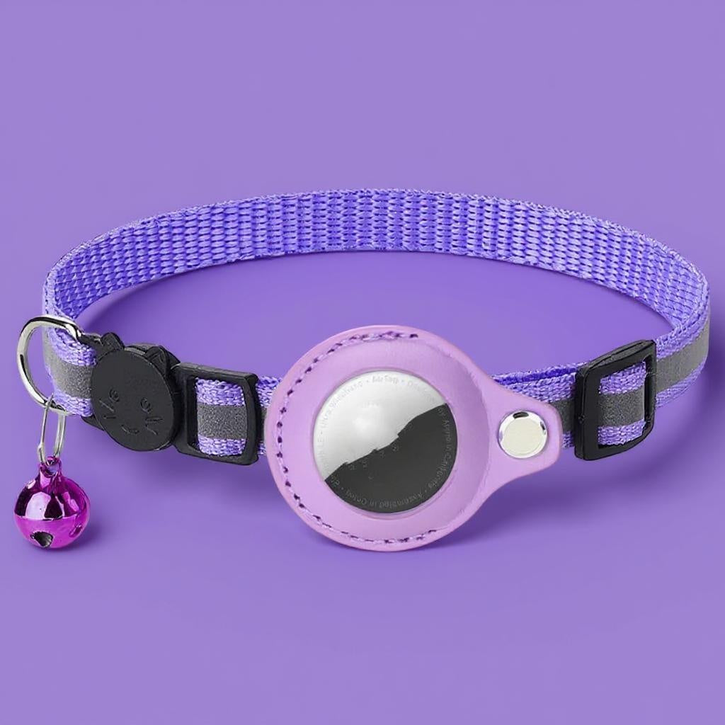 Kattenhalsband paars AirTag-houder waterproof Nederland