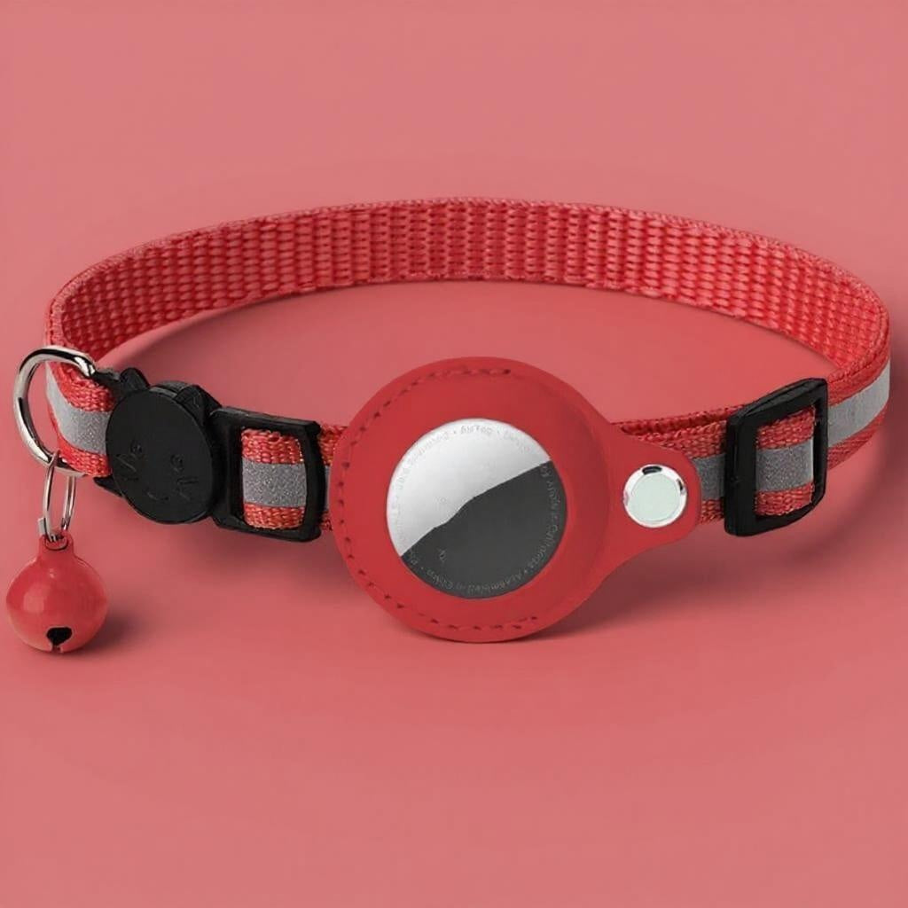 Kattenhalsband rood met AirTag-houder GPS tracking Daily Paw Nederland