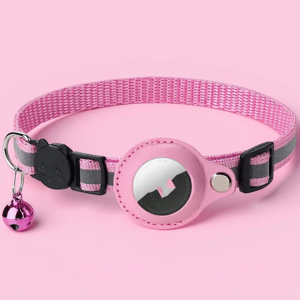 Kattenhalsband roze AirTag-houder reflecterend veiligheid
