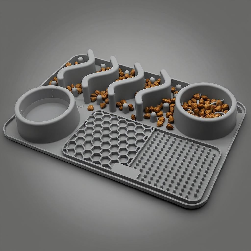 Siliconen likmat grijs groot formaat rustgevend eten Daily Paw Nederland
